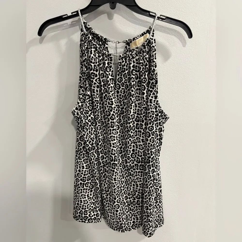 Michael Kors Black and White Leopard Print Blouse